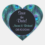 Drama de la pluma del pavo real - sello del boda - pegatina corazon personalizadas