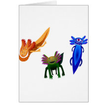 Drei Axolotl Monster Karte