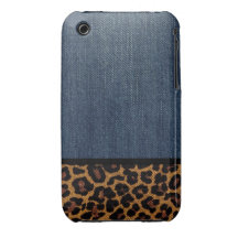 Dril de algodón y leopardo Case-Mate iPhone 3 protectores