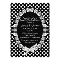Ducha elegante del boda del par negro y blanco invitaciones