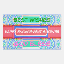 Ducha feliz del COMPROMISO - modelo afortunado chi Rectangular Pegatinas