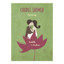 Ducha floreciente de los pares del amor 2 invitación