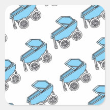 Ducha linda adorable del bebé del carro pegatinas cuadradas personalizadas