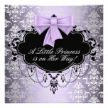 Ducha negra púrpura de plata de la princesa niña invitacion personal 