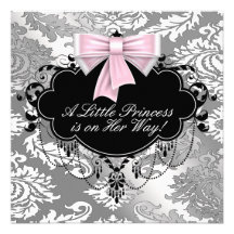 Ducha negra rosada de plata de la princesa niña comunicado personalizado