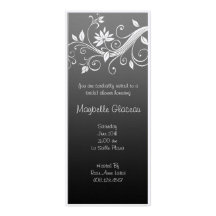 Ducha nupcial de la flor gris blanca invitación personalizada