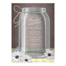 Ducha nupcial de la guinga del amarillo del tarro  invitaciones personales 