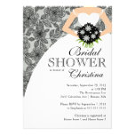 Ducha nupcial de la novia floral gris negra modern invitación personalizada