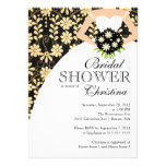 Ducha nupcial de la novia hermosa floral negra de  invitaciones personalizada