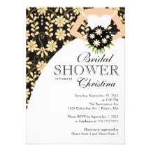 Ducha nupcial de la novia hermosa floral negra de  invitaciones personalizada