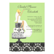 Ducha nupcial de la novia rubia verde del damasco anuncios personalizados