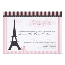 Ducha nupcial de la torre Eiffel y del caniche ros Invitación