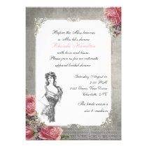 Ducha nupcial de los rosas antiguos elegantes invitaciones