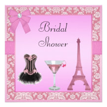 Ducha nupcial de París del corsé rosado elegante d Invitacion Personal