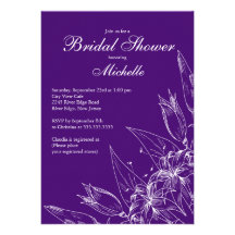 Ducha nupcial de Purplel de la flor elegante del l Invitaciones Personalizada