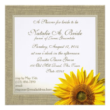 Ducha nupcial del girasol rústico del país invitaciones personalizada