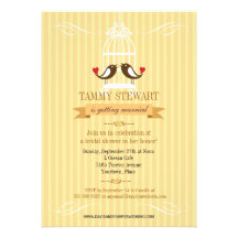 Ducha nupcial del oro de los Lovebirds Invitaciones Personalizada