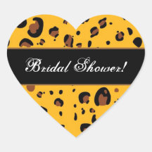 Ducha nupcial del oro del chocolate del leopardo b calcomanías corazones