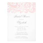 Ducha nupcial del remolino floral rosado suave mod invitaciones personalizada