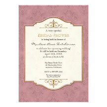 Ducha nupcial elegante formal clásica del oro y de invitaciones personales 