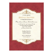 Ducha nupcial elegante formal clásica del oro y de invitacion personalizada