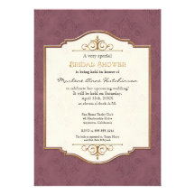 Ducha nupcial elegante formal clásica del oro y de comunicado personalizado