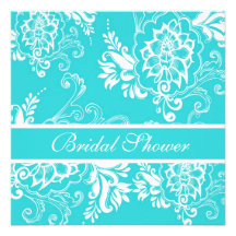 Ducha nupcial floral decorativa azul elegante comunicado