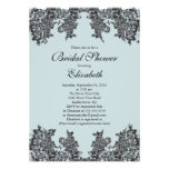 Ducha nupcial floral del cordón moderno negro y az invitaciones personales 