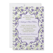 Ducha nupcial floral púrpura, verde, de marfil invitaciones
