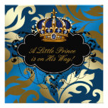 Ducha real del príncipe bebé del negro de azules m invitaciones personales 