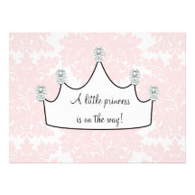 Ducha rosada de la princesa niña del damasco invitaciones personales 