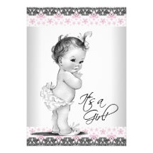 Ducha rosada y gris de la niña del vintage anuncios personalizados