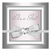 Ducha rosada y gris elegante de la niña invitación