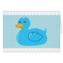 Ducky de goma azules le agradecen las tarjetas