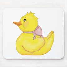 Ducky querido con la cinta rosada alfombrillas de ratón
