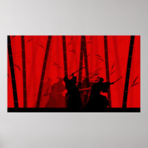 Duelo en el bambú rojo - batalla del samurai poster