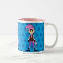 Duende lindo con la taza del bastón de caramelo