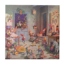 Duendes y juguetes de Polo Norte del taller de San Azulejos