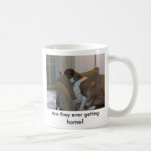 Dueño que espera del perro para taza