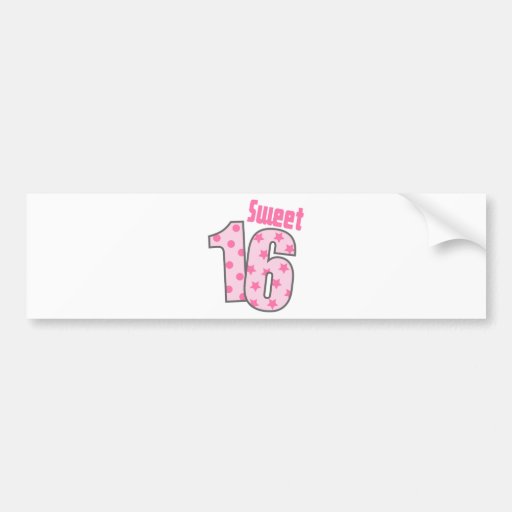 Dulce 16 (puntos y estrellas rosados) etiqueta de parachoque