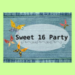 Dulce azul 16 del dril de algodón invitaciones