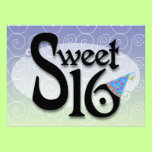 Dulce azul 16 del remolino invitaciones