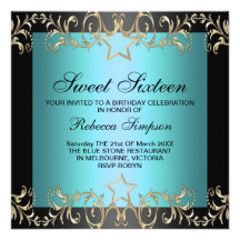 Dulce de la estrella del azul y del negro invitaci