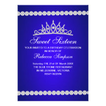 Dulce de la tiara del azul real invitación de diec