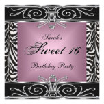 Dulce elegante plata rosada del negro de la cebra  invitaciones personalizada