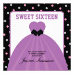 Dulce formal dieciséis del vestido con los lunares invitaciones personalizada