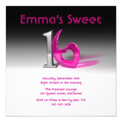 Dulce rosado 16 del cromo y del caramelo invitación personalizada