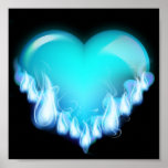 Duro helado helado del amor de Blue-flaming-heart. Impresiones