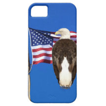 Eagle calvo americano y bandera americana iPhone 5 Case-Mate coberturas