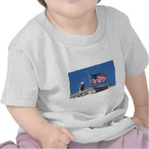Eagle calvo y bandera americana camiseta